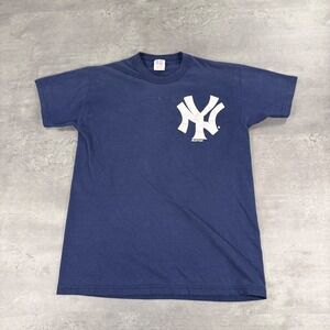 Vintage Russell Athletic Yankees T-Shirt Kids Youth L Navy Blue Jeter 2 MLB 2000
